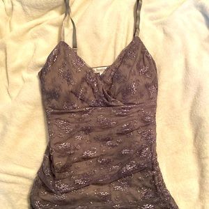 White House Black Market Small Mesh Top Silver